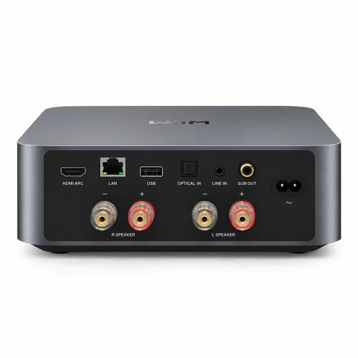 מגבר סטרימינג חכם WiiM Amp Pro מבט אחורי וחיבורים מבית ABQ