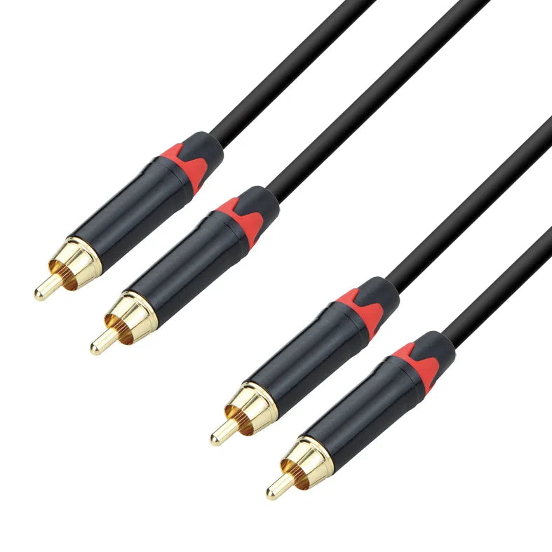כבל RCA כפול איכותי עם מחברי זהב באורך 5מ’ תוצרת ABC CABLS