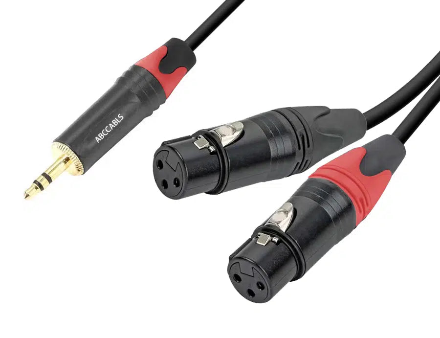 כבל 2-XLR לPL 3.5 באורך 3מ’ עם מחברי זהב ABC CABLS