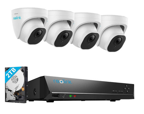 קיט אבטחה 8 ערוצים עם 4 מצלמות צינור 4 מ"מ ודיסק קשיח 2TB - דגם 4MB8-5NVS REOLINK