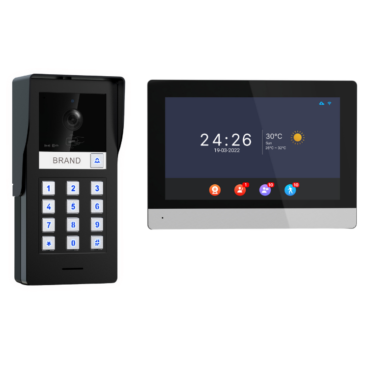אביזר אינטרקום מלא לבית פרטי כולל קודן, זיהוי פנים, כרטיס קרבה ומסך מגע 8″ – דגם‑Cobra201 BLACK