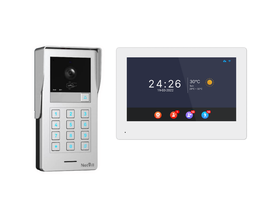 סט אינטרקום לבית פרטי עם מסך מגע 8″ בצבע לבן – דגם‑Cobra201 WHITE