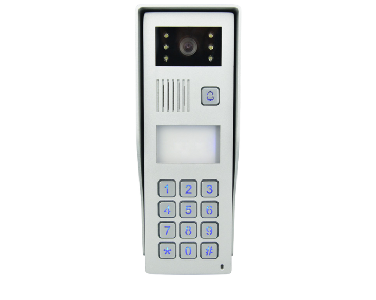 פנל אינטרקום אלומיניום משולב מצלמה + לחצן קריאה, קודן וקורא קרבה "125" – דגם 2C-340