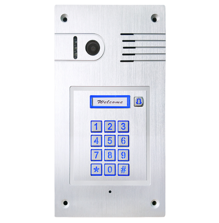 פנל אינטרקום אלומיניום משולב מצלמה + לחצן קריאה וקודן עם לחצנים מוארים – דגם 2C-701