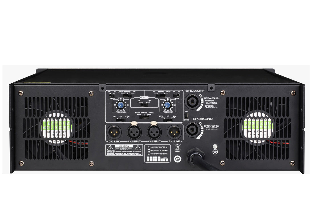 Polman MH9400 rear panel with XLR inputs and speaker outputs
