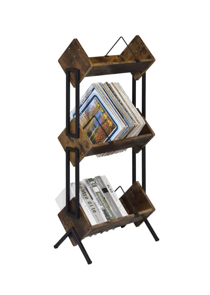 מעמד לתקליטים בצבע אגוז 3 קומות Musiea BX300