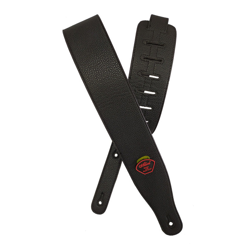 רצועה לגיטרה שחורה דמוי עור Alice A040-P4