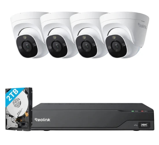 קיט NVR 8 ערוצים עם 4 מצלמות כיפה 2.8 מ"מ ודיסק קשיח TR2 - דגם 4MD8-8NVS REOLINK