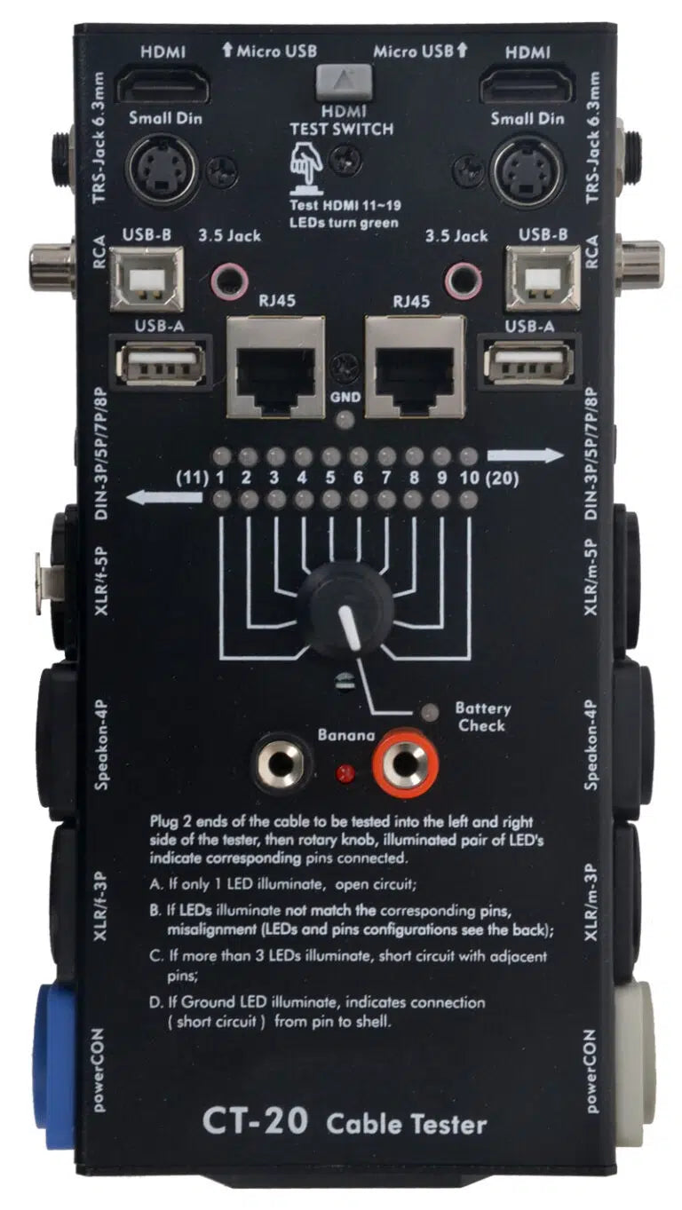 בודק כבלים בעל 14 סוגי כניסות לבדיקה – POLMAN