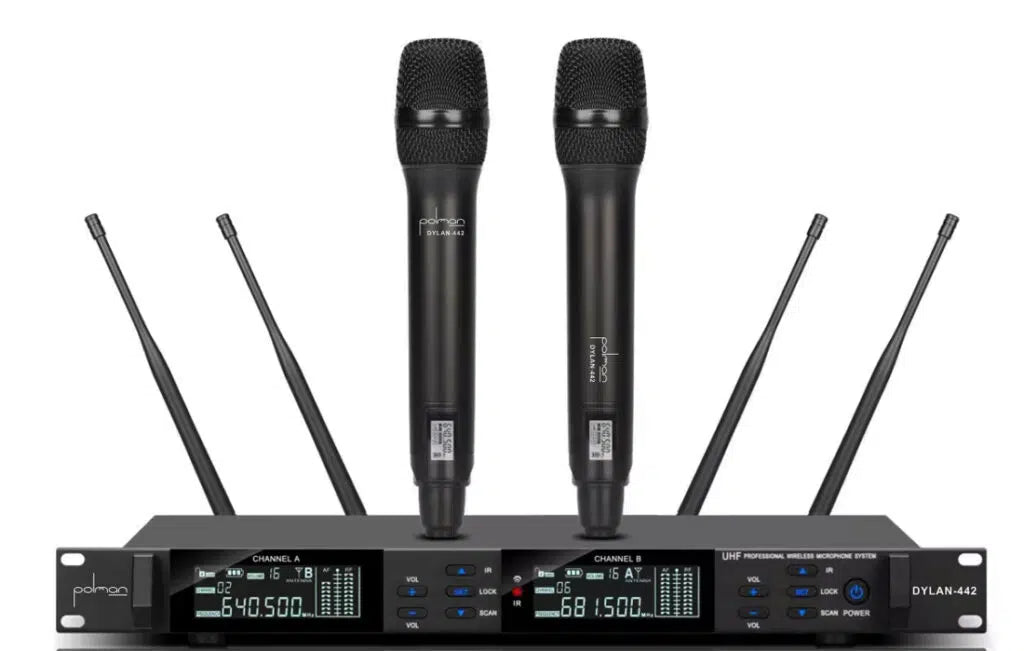 זוג מיקרופונים ידניים אלחוטיים Polman DYLAN-442