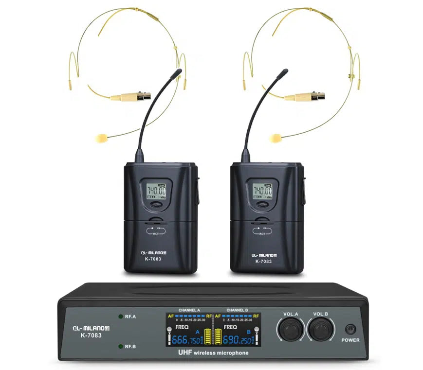 זוג מיקרופונים מדונה אלחוטיים כולל מזוודה QL Milano K-7083