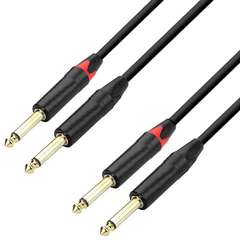 זוג כבלי PL זכר 6.3mm באורך 5מ’ מחברי זהב תוצרת ABC CABLS