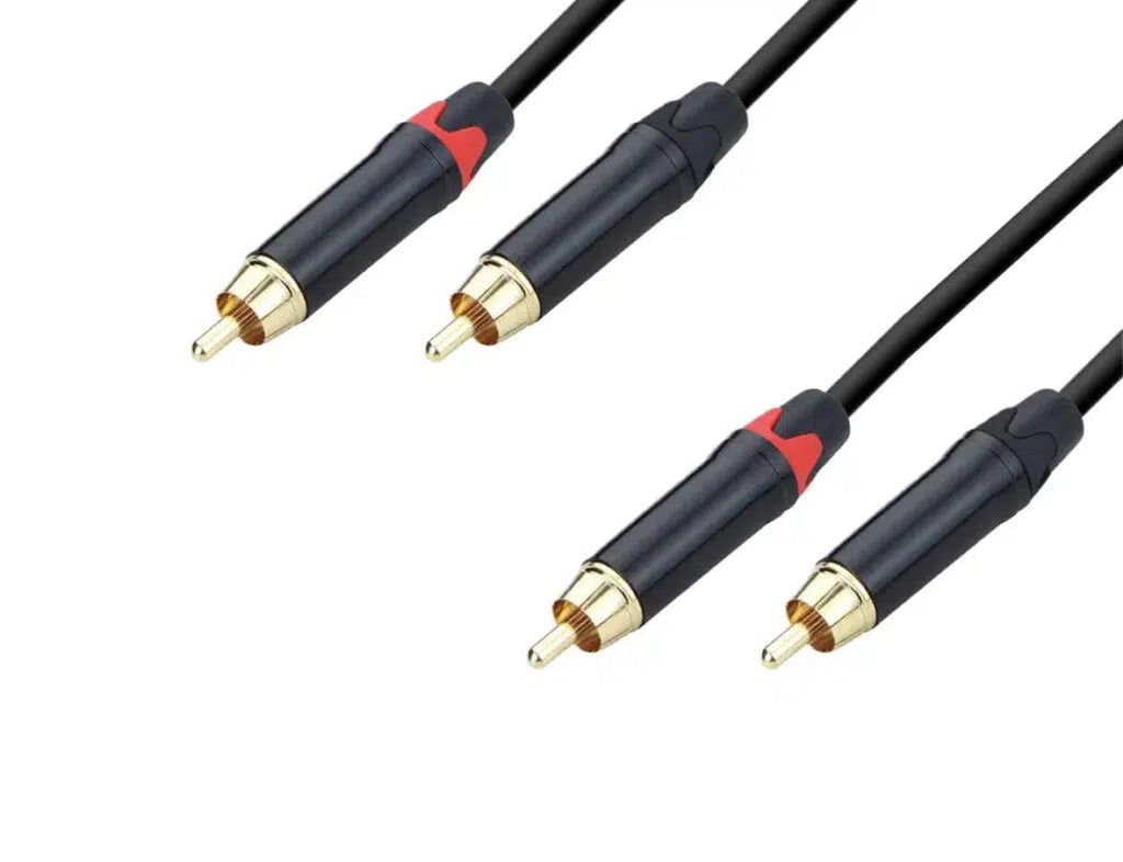 כבל RCA כפול איכותי עם מחברי זהב באורך 10מ’ תוצרת ABC CABLS