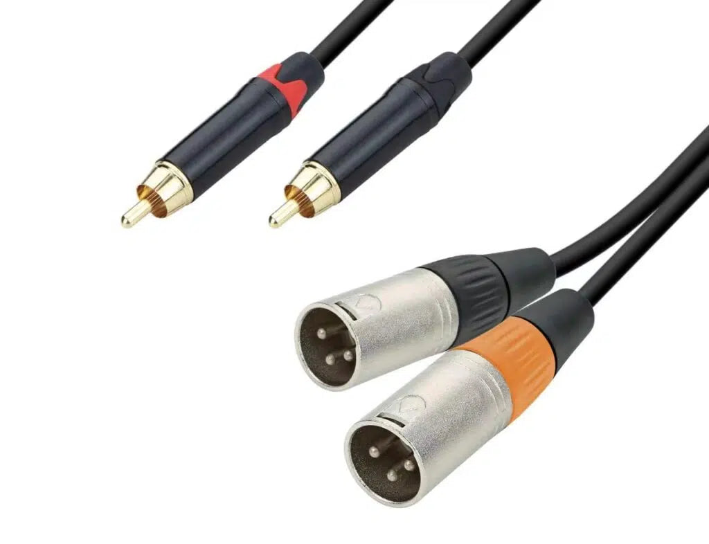 כבל XLR*2 לRCA*2 באורך 5מ’ מחברים מוזהבים תוצרת ABC CABLS