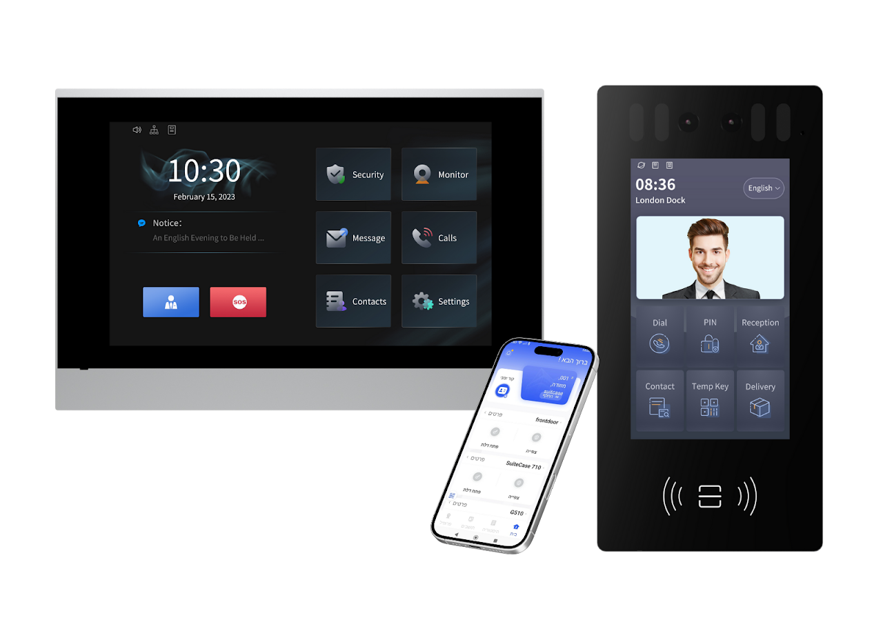 אינטרקום IP עם זיהוי פנים HD510 + X67S מסך מגע 7 אינץ' לבית פרטי