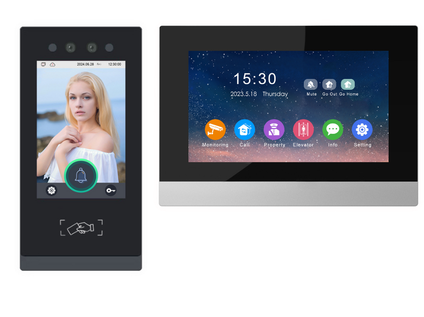 קיט פנל אינטרקום עם מוניטור מגע 7″ + מסך מגע 5″ למערכת זיהוי פנים – דגם Ninja 5 Face Kit