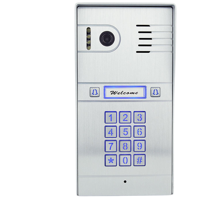 פנל אינטרקום אלומיניום משולב מצלמה + 2 לחצני קריאה וקודן עם לחצנים מוארים – דגם 2C-902