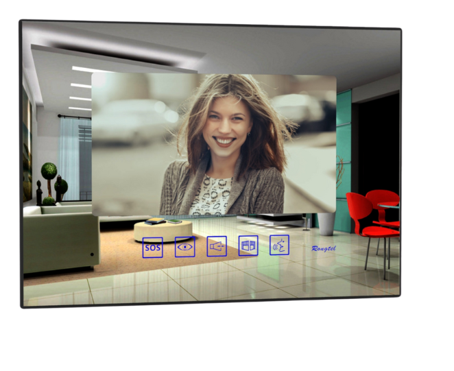 מוניטור מראה אלגנטי דק עם גימור זכוכית מחוסמת – דגם 2C-Mirror