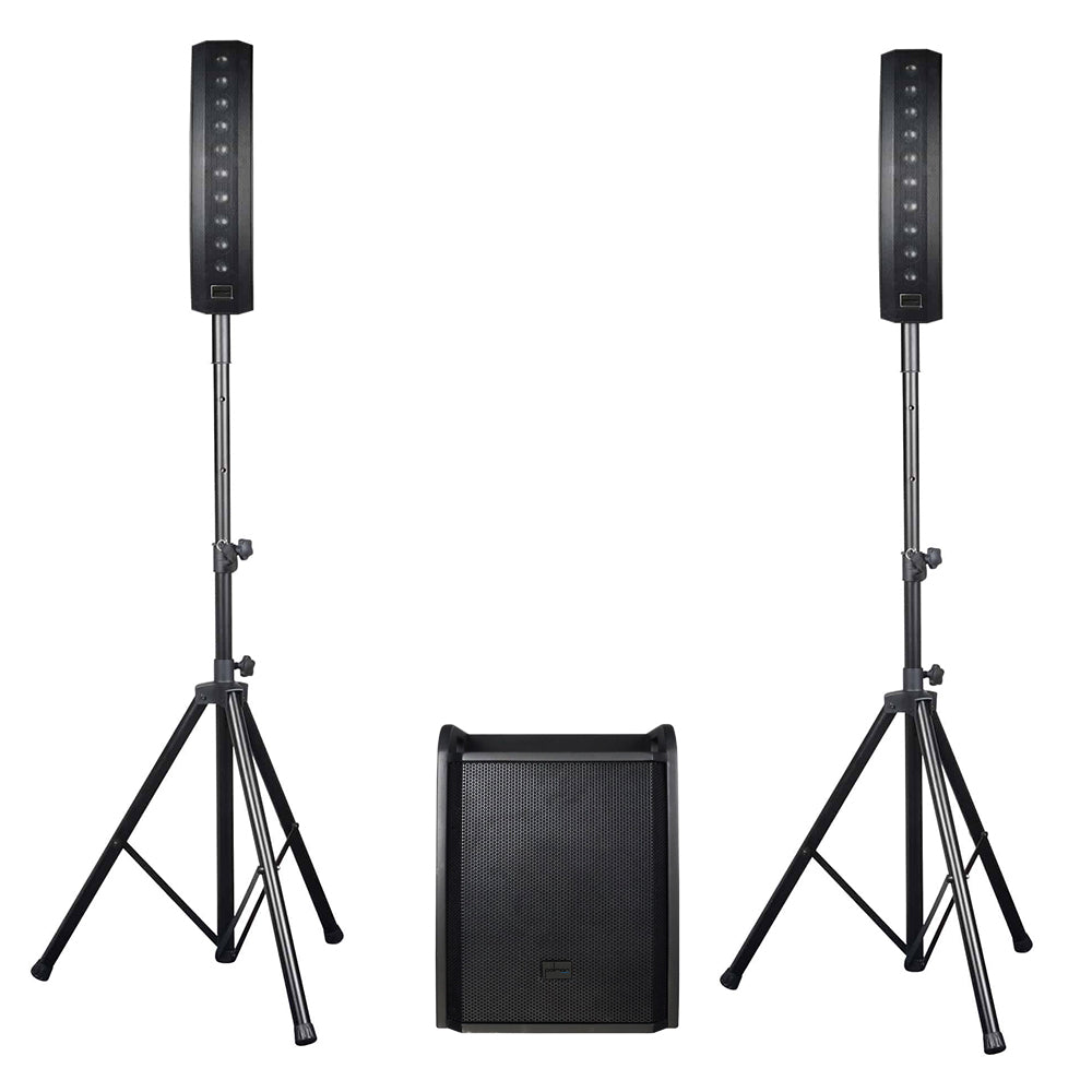 Polman Alligator 1500 complete PA system with line array speakers and powered subwoofer