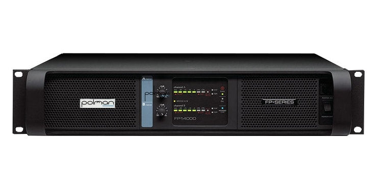מגבר כוח מקצועי Polman FP 14000Q ארבעה ערוצים מבט קדמי